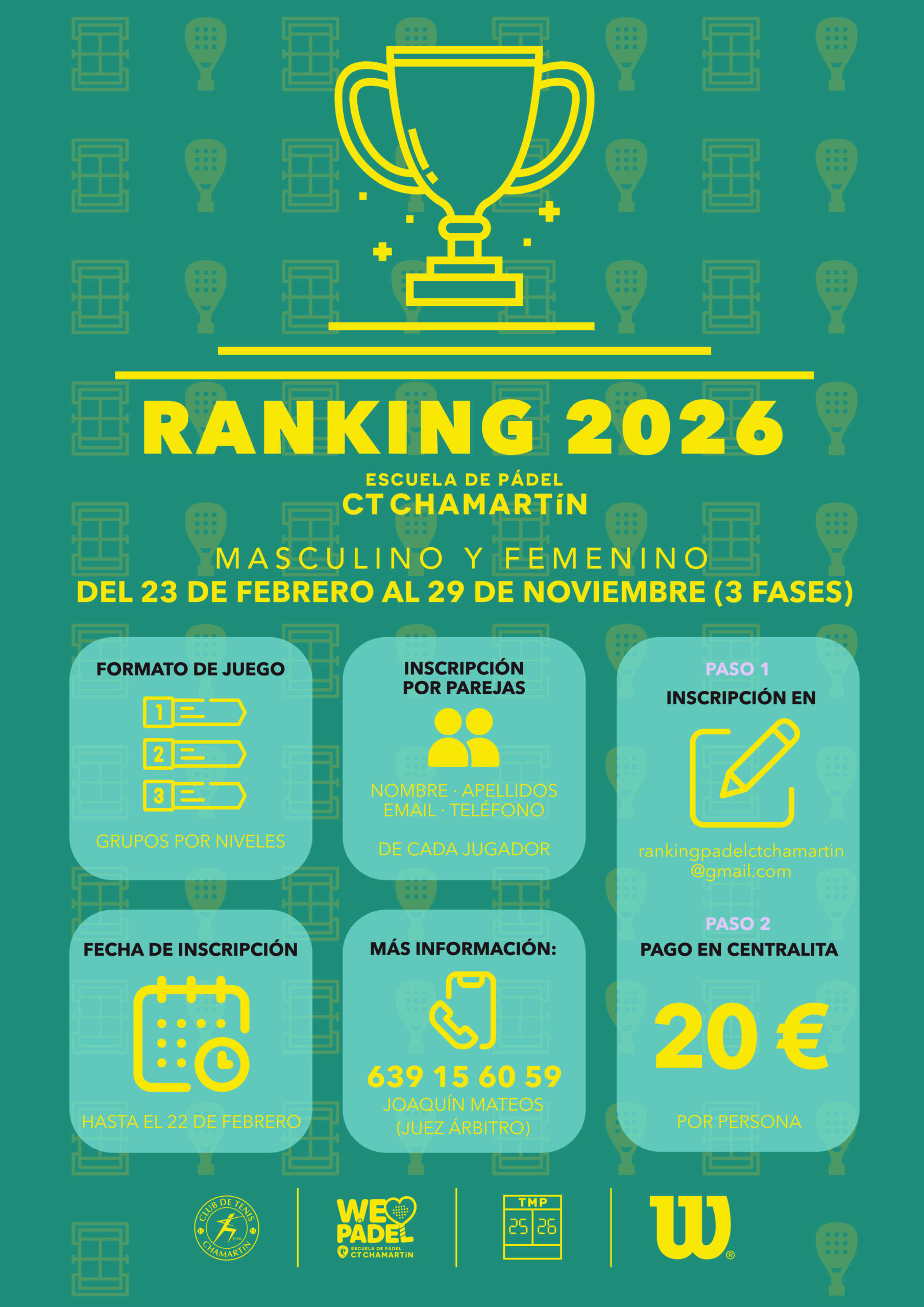 Padel Ranking Ranking de pádel Club Tenis Chamartín
